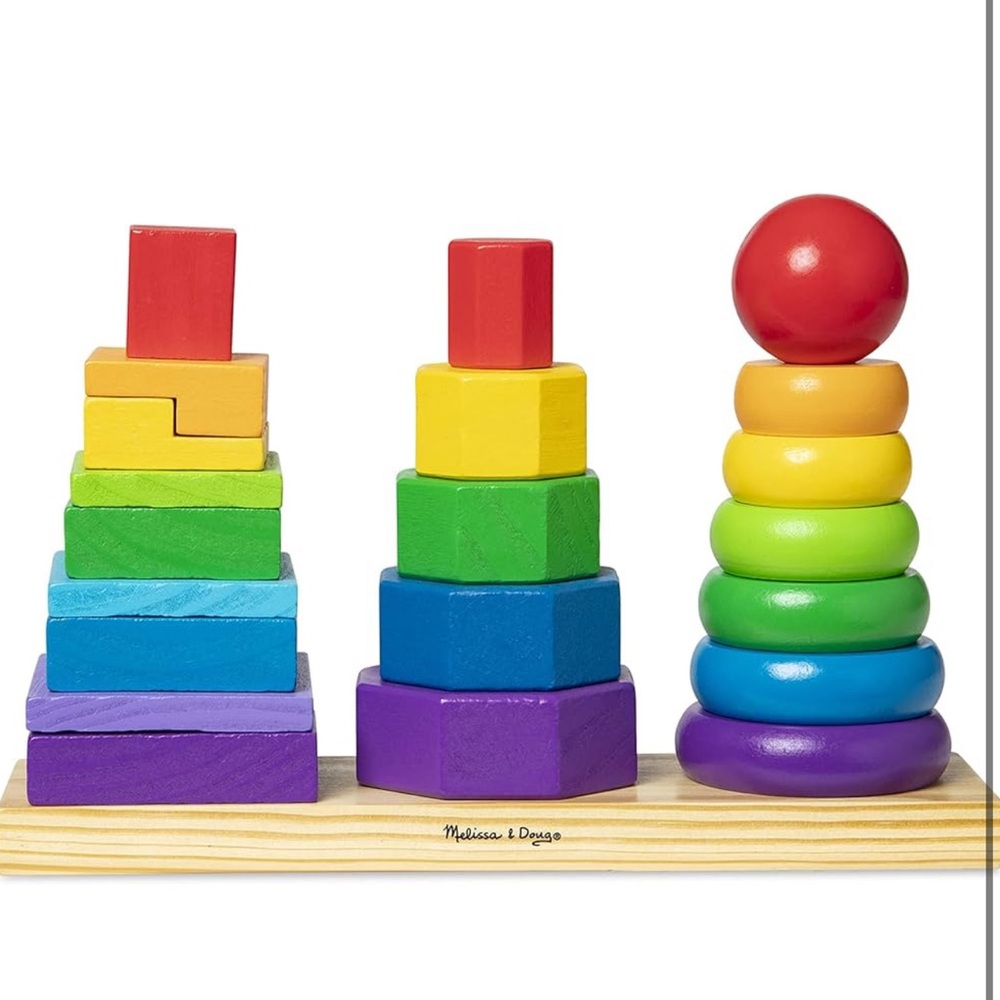 Melissa & Doug Geometric Stacker - Wooden Educational Toy